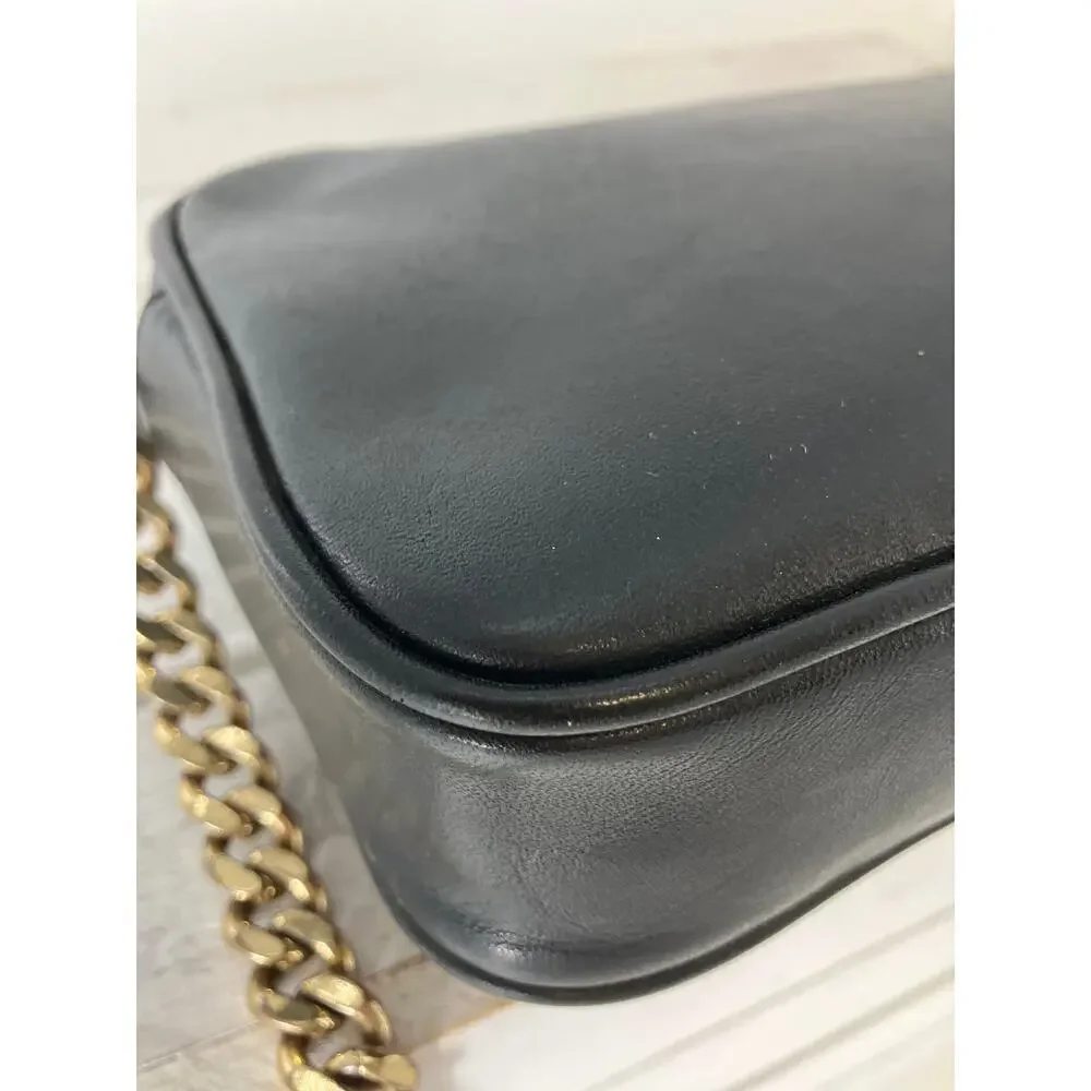 MICHAEL KORS SMALL BLACK, GOLD LEATHER CROSSBODY BAG (ASIS)